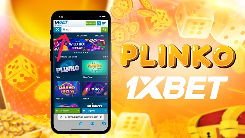 1xBet mobile app to play Plinko
